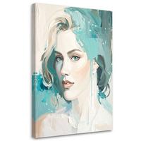 LEINWANDBILD Menschen & Charaktere 30x45cm - Türkis, Textil (30/45cm) - Feeby