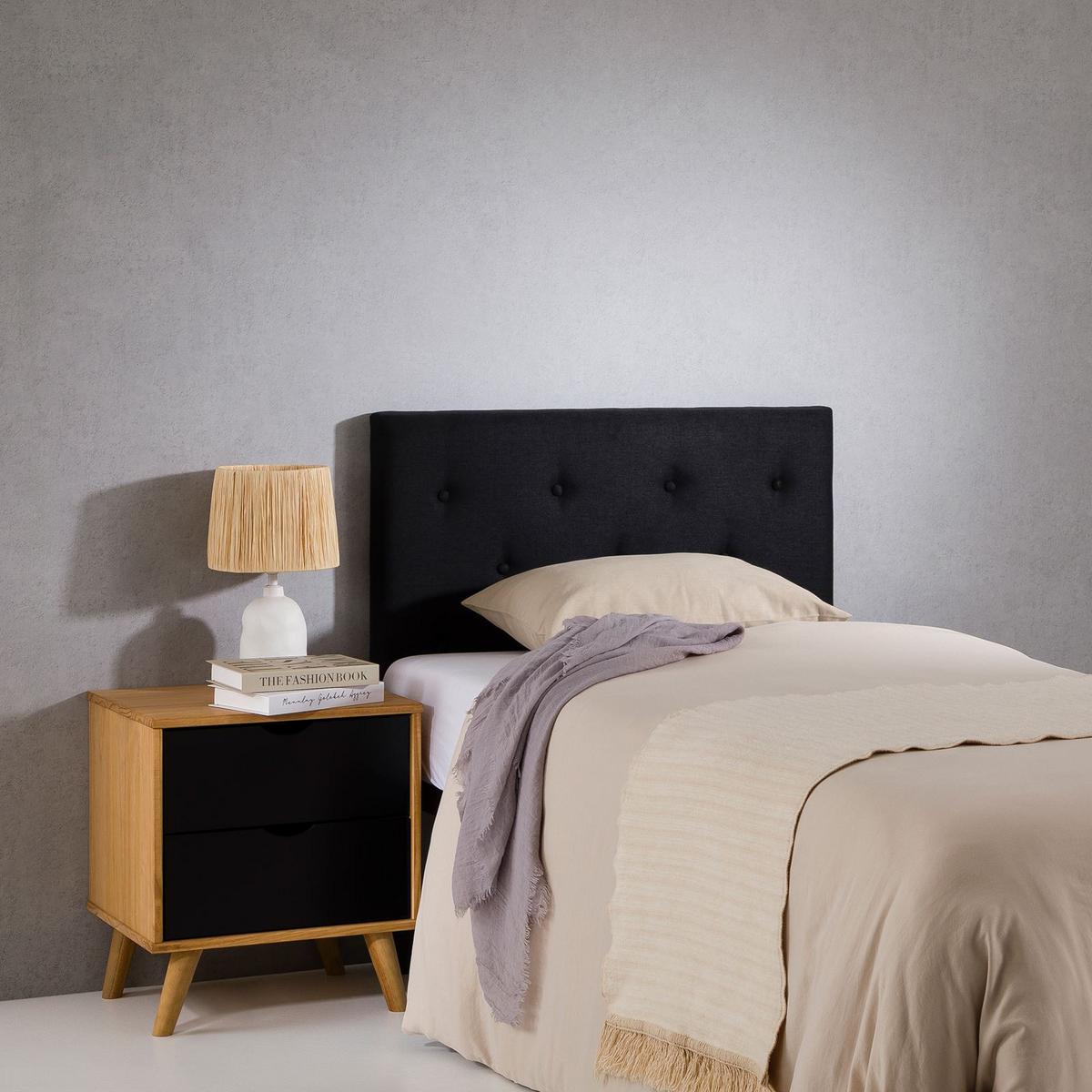 KOPFTEIL MAVELI 90x190 cm schwarz - Schwarz, Textil (90/97/7cm) - IDIMEX