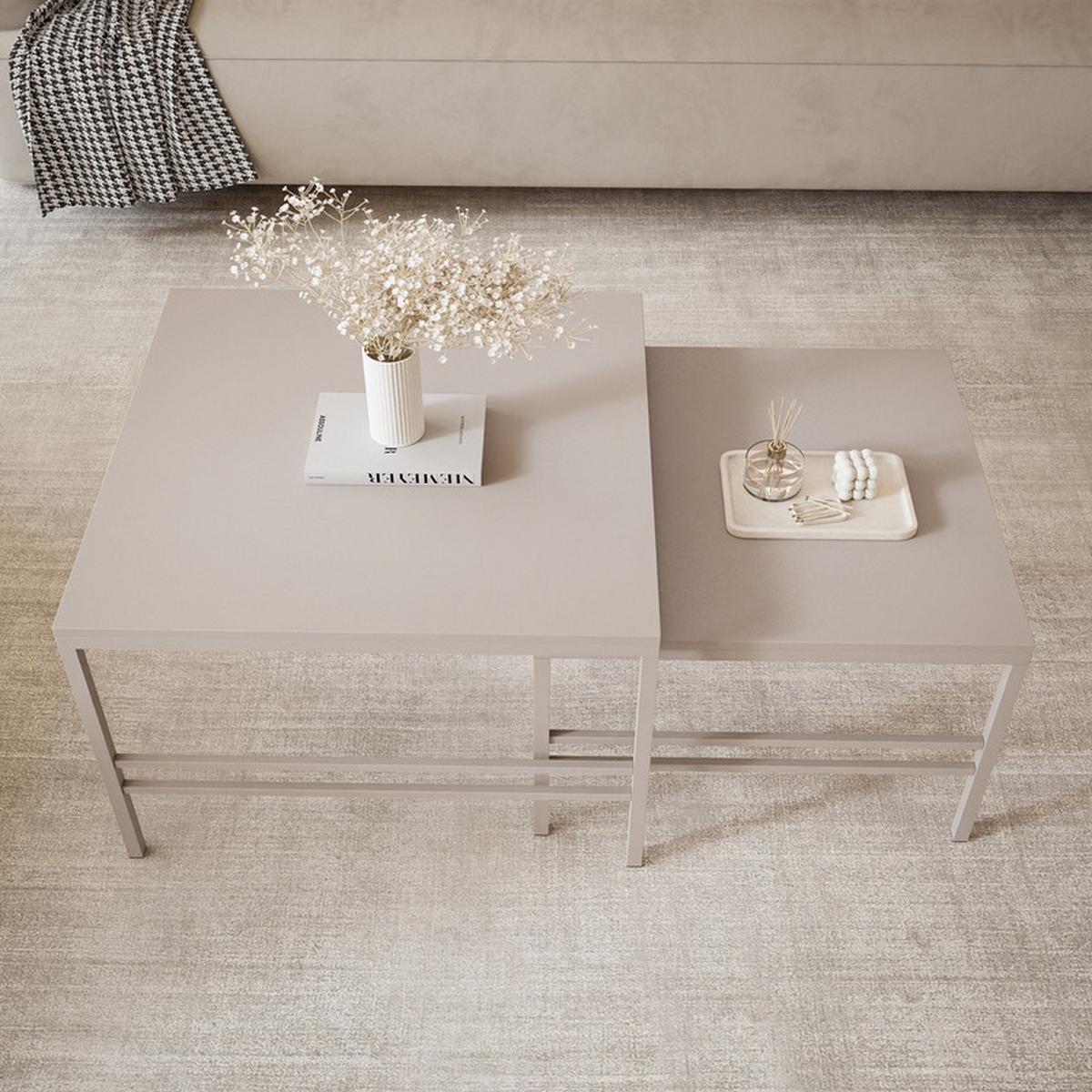 COUCHTISCH-SET FORMA 70/60 cm Quadratische, Kaschmir - Kaschmir, Metall (70/70/46cm) - Idohome