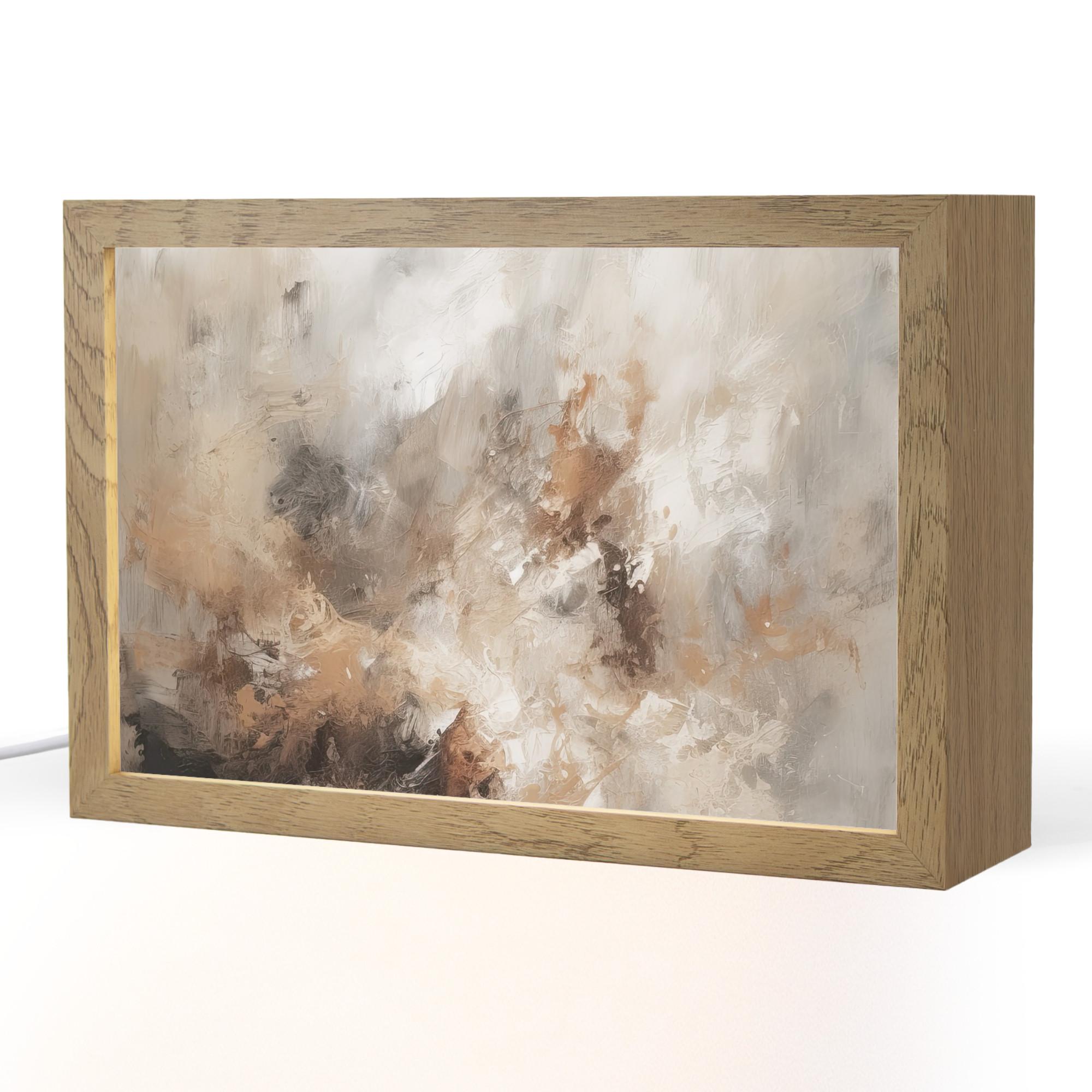 TISCHLEUCHTE Farbe - Abstrakt - Beige - Kunst 30x20 cm - Apfelbaumfarben, Holzwerkstoff (8/30/20cm) - OnlyWow