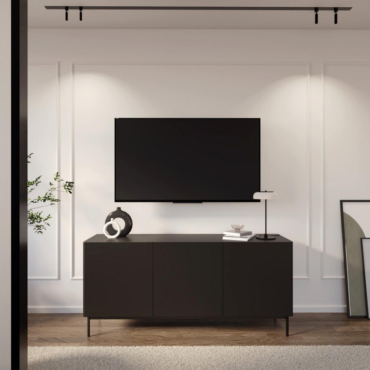 TV-BOARD Olio hoch SCHWARZ 160 CM - Schwarz, Holzwerkstoff/Metall (160/72/38.6cm) - Selsey