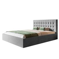 BETT 90x200 - Polsterbett mit Bettkasten und Metallrahmen - Modern Betten - Weicher Jasminstoff - Kollektion Rio, grau - Grau, Holz/Textil (90/200cm) - Alpi-Möbel