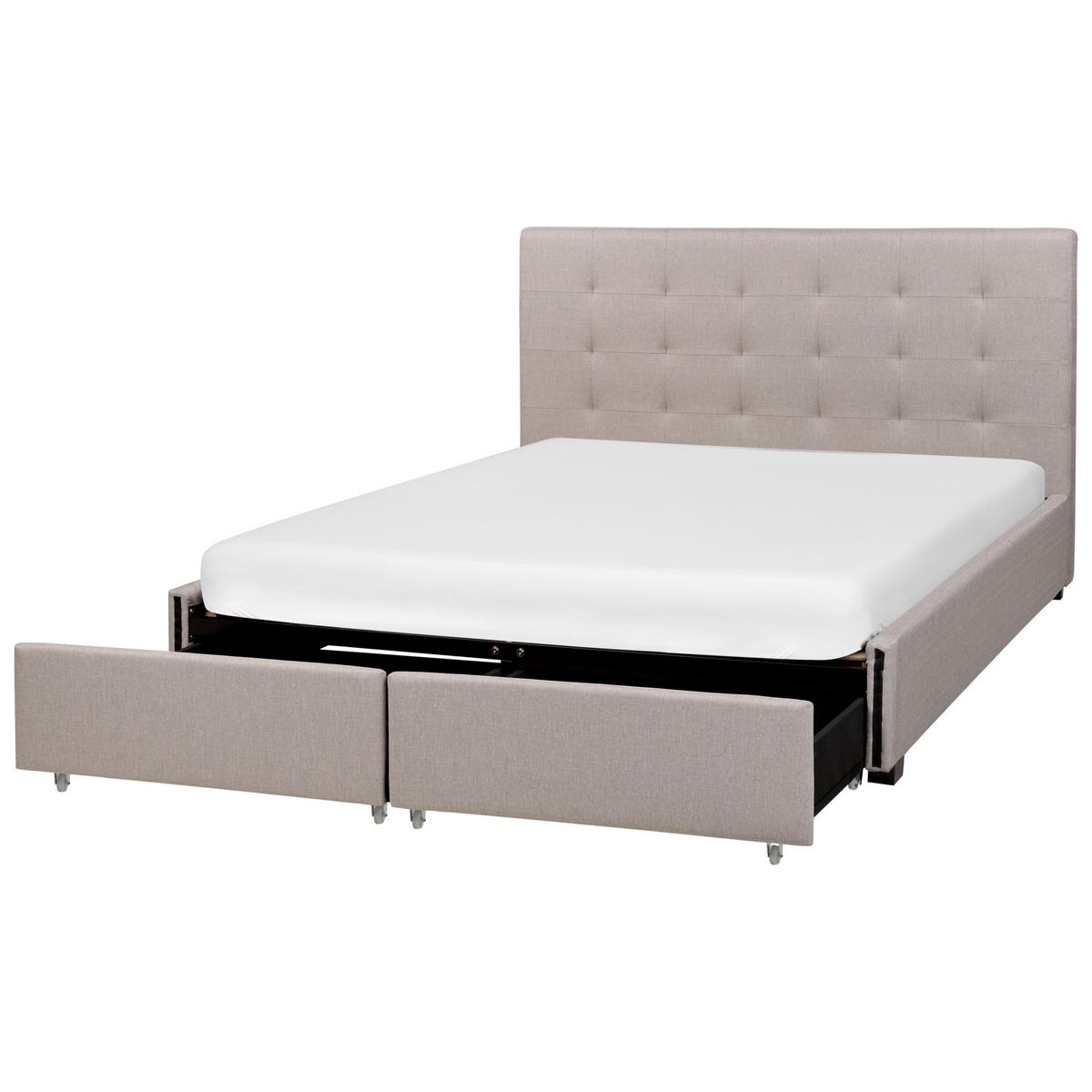 BETT 160/200 cm Hellgrau La Rochelle - Hellgrau/Schwarz, Textil (160/200cm) - Beliani