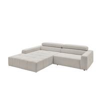 ECKSOFA RENO Silber Cord - Silberfarben/Schwarz, Kunststoff/Textil (258/217cm) - KAWOLA
