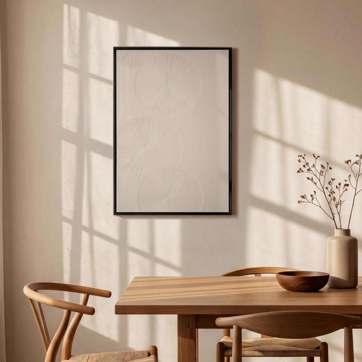LEINWAND Bilder mit Rahmen - Japandi - Beige - Modern - 60x90 - Ecru, Textil (60/90cm) - MuchoWow