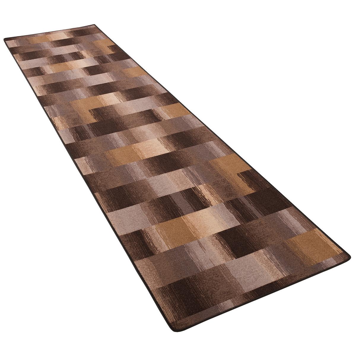 VELOURS LÄUFER TEPPICH MYSTIC KARO - Braun, Textil (80/240cm) - Snapstyle