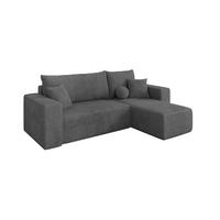 ECKSOFA mit Schlaffunktion Ottomane Rechts SENO-L 249x139x85 Dunkelgrau Cord - Dunkelgrau/Schwarz, Holzwerkstoff/Kunststoff (249/139cm) - ALTDECOR