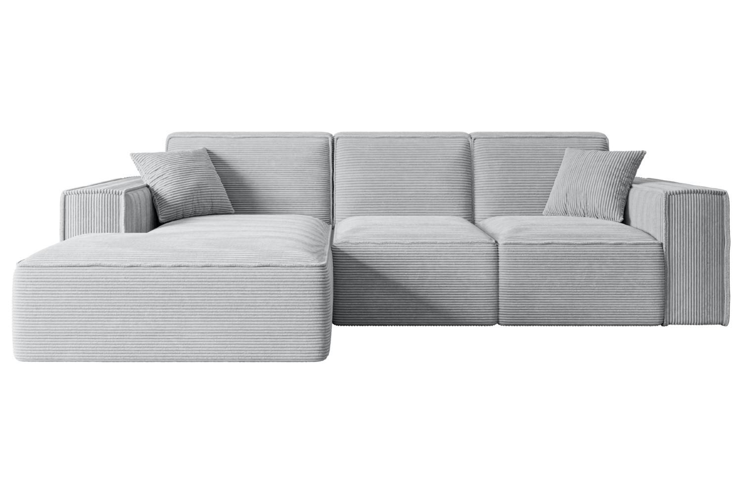 ECKSOFA Ottomane Links SERRA-L - 266x169x80 cm Grau Cord - Schwarz/Grau, Holzwerkstoff/Kunststoff (165/266cm) - ALTDECOR