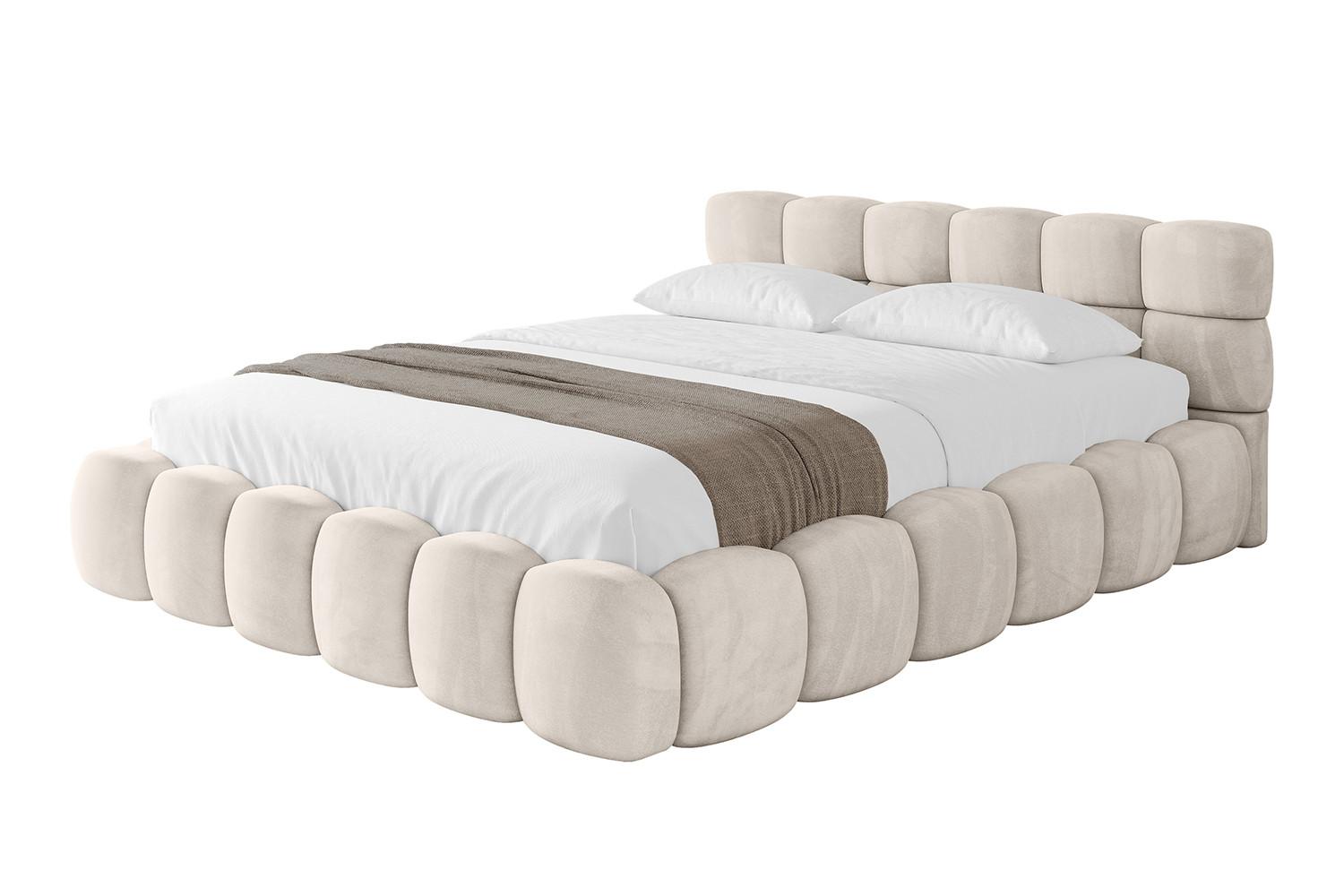 POLSTERBETT mit Bettkasten und Lattenrost, Bett mit Matratze H3/H4 - LEYA-v1 180x200 Beige - Beige, Holzwerkstoff/Textil (180/200cm) - ALTDECOR