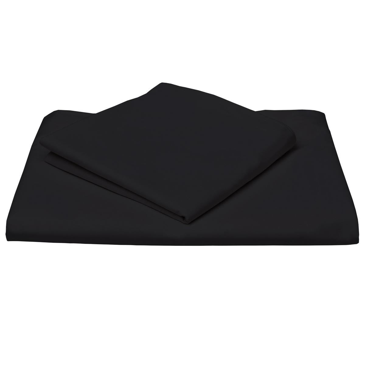 BETTWÄSCHE Julie 135/200 cm + Kissenbezug 80/80 cm Schwarz Renforcé - Schwarz, Textil (135/200cm)
