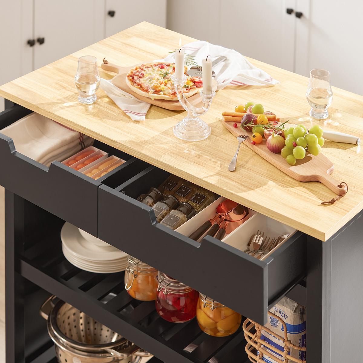 KÜCHENINSEL rollbar Schwarz - Schwarz, Holzwerkstoff (100/94/60cm) - SoBuy