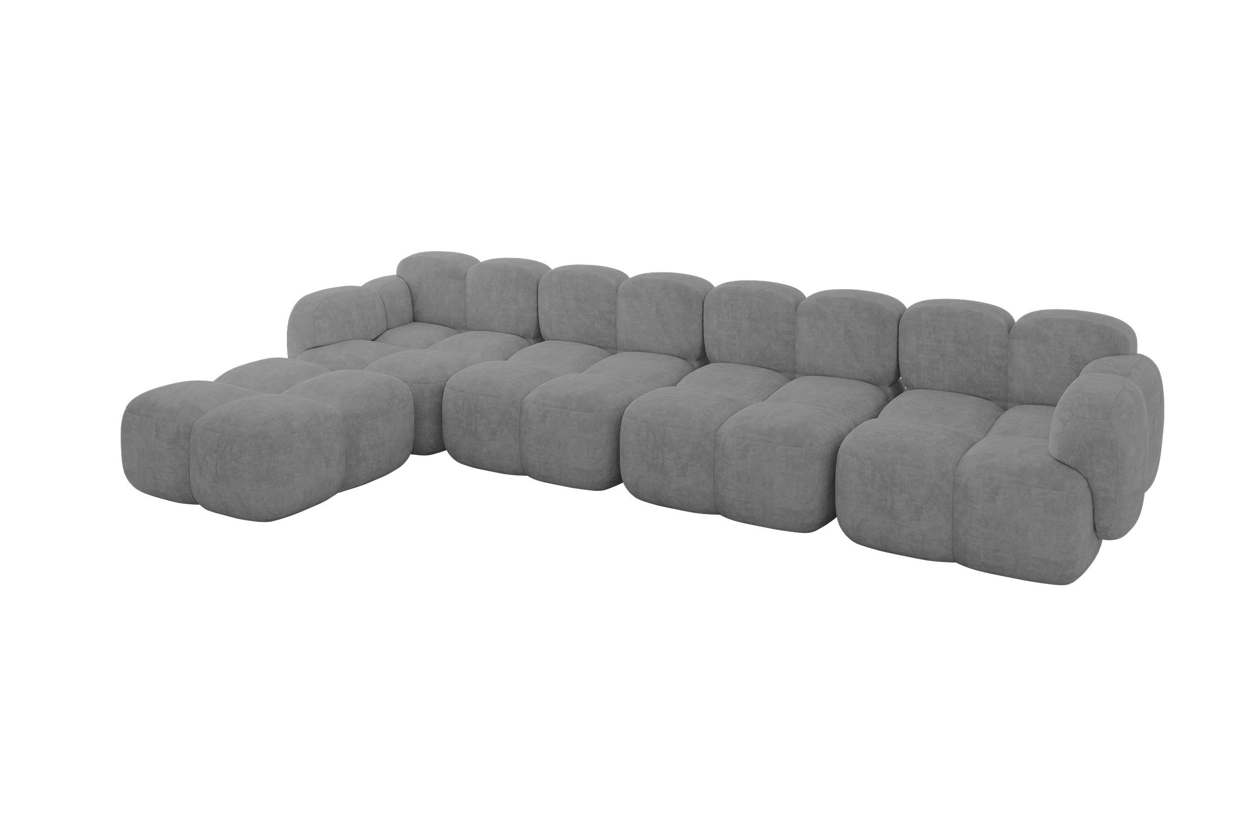 ECKSOFA modulares Sofa Links Miko-L3 390x205x75 Grau Velours - Schwarz/Grau, Holzwerkstoff/Kunststoff (390/205cm) - ALTDECOR