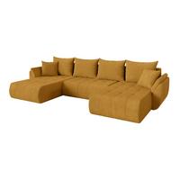 WOHNLANDSCHAFT mit Schlaffunktion und Bettkasten TOKO-U 378x194x86 Senfgelb Cord - Dunkelgelb/Schwarz, Holzwerkstoff/Kunststoff (378/86/194cm) - ALTDECOR