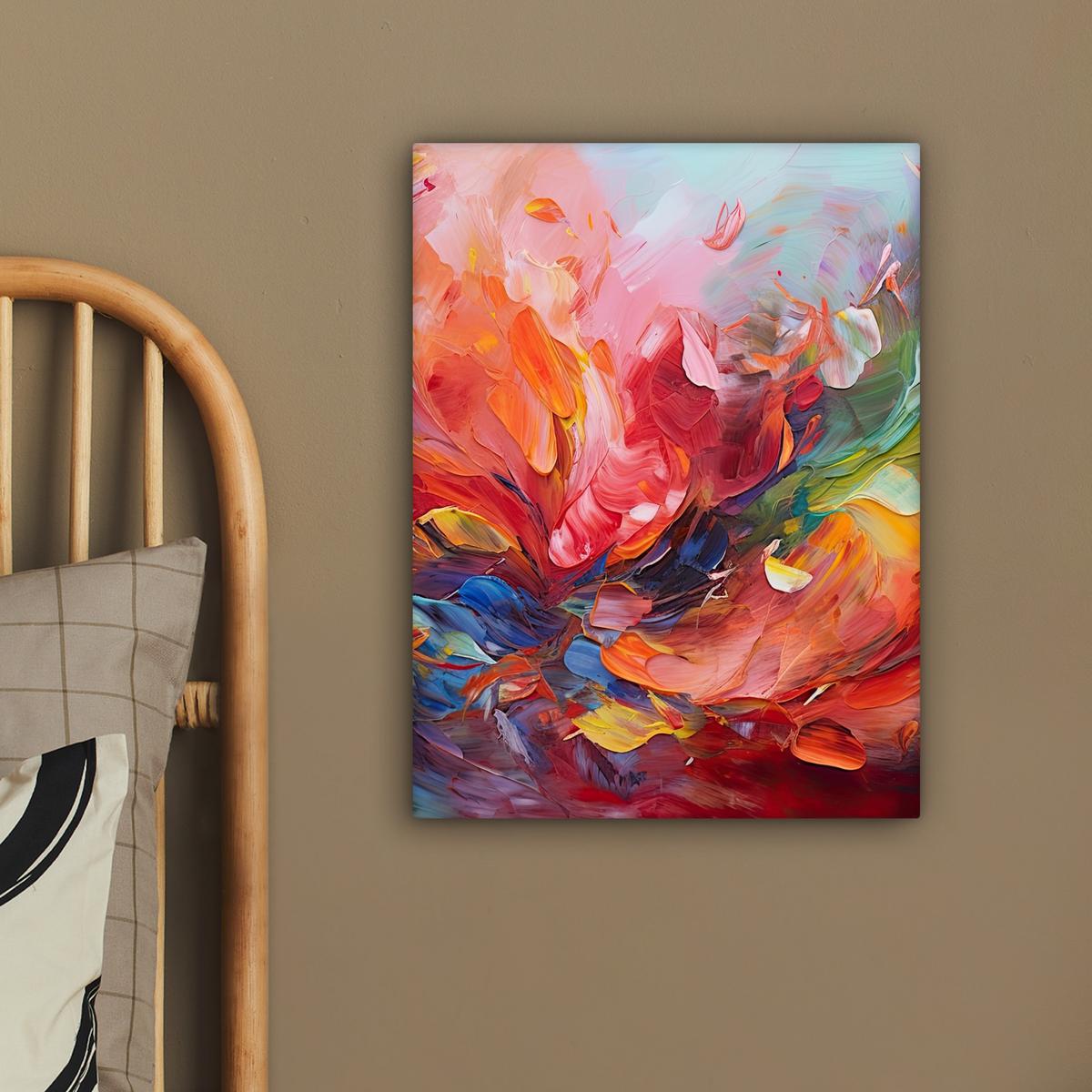 LEINWANDBILD Ölgemälde - Kunst - Abstrakt - Farbenfroh Room Decor 30x40 cm - Altrosa, Textil (30/40cm) - MuchoWow