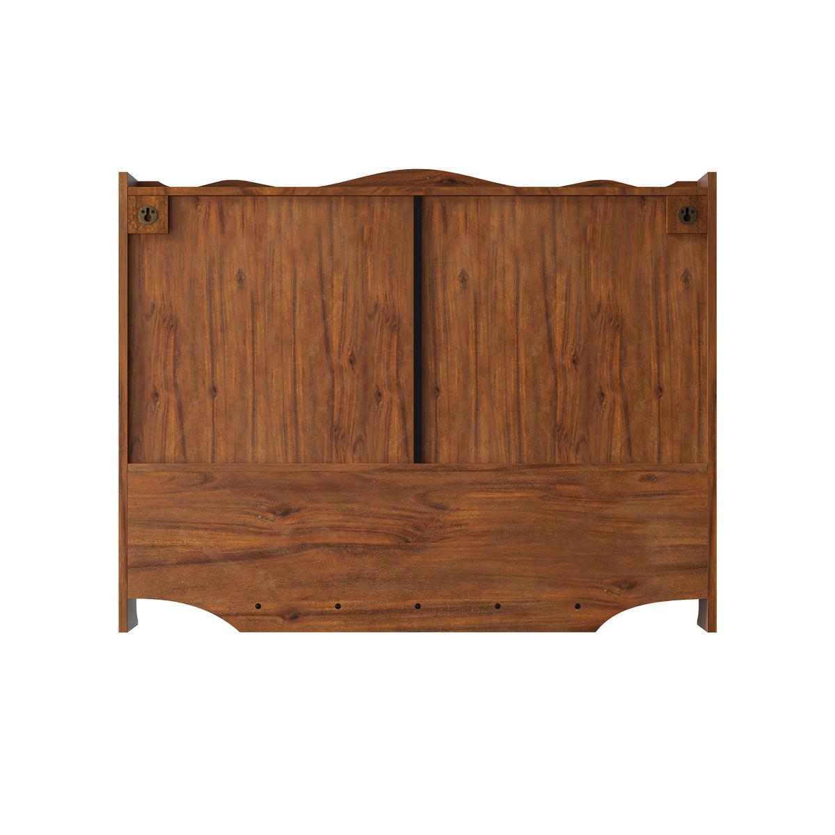 WANDSCHRANK Massivholz Braun 4 Glastüren 3 Ebenen & Hakenleiste 100cm - Braun, Holz/Holzwerkstoff (100/80/20cm) - Urban Meuble