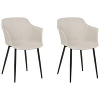 ESSZIMMERSTUHL 2er-Set hellbeige/schwarz Elim - Beige/Schwarz, Textil (59/82/45cm) - Beliani
