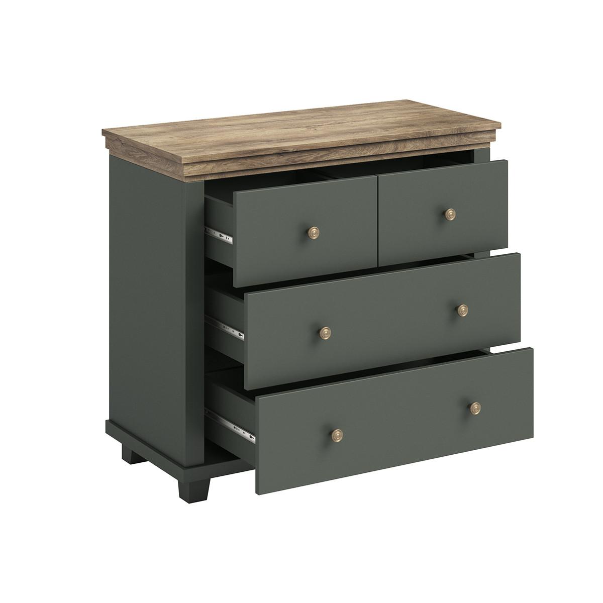 KOMMODE Martin Grün und Holz - Grün, Holzwerkstoff (90/80.5/42cm) - Petits-meubles