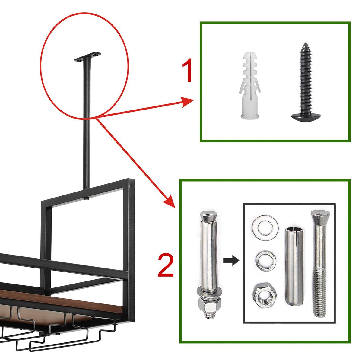 WEINREGAL Borejle - Walnussfarben/Schwarz, Holzwerkstoff/Metall (80/64.5/30cm) - [en.casa]
