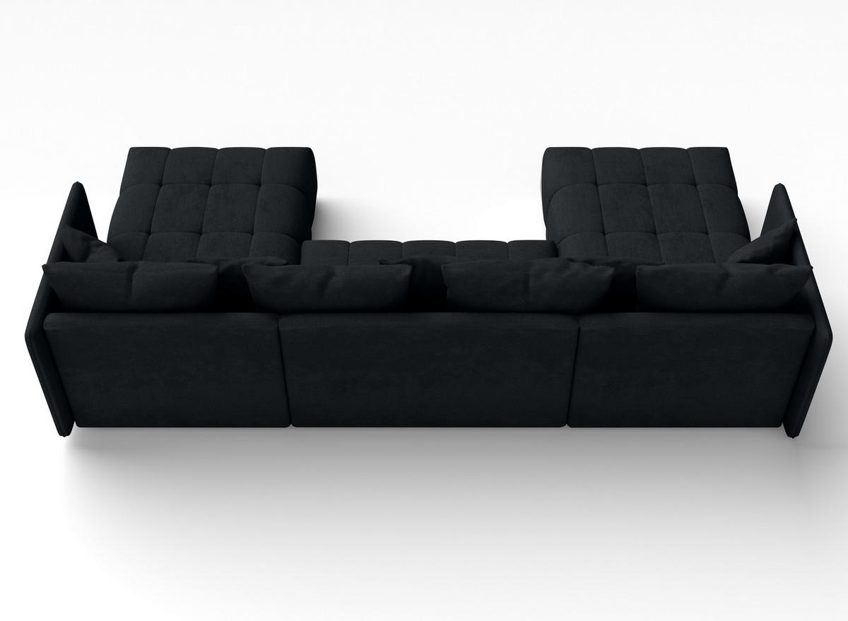 WOHNLANDSCHAFT Mersino Anthrazit 353/180/83 cm – Wohnlandschaft fürs Wohnzimmer - Schwarz, Kunststoff/Textil (353/83/180cm) - AX Living