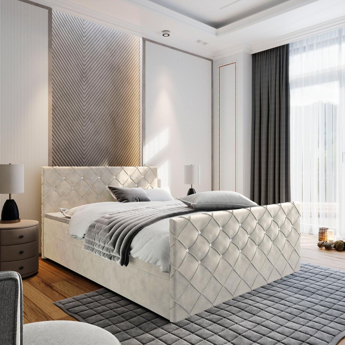 BOXBETT MANDI 160x200 cm mit Matratze und Topper - Beige - Beige, Holz (160/200cm) - MASSENO