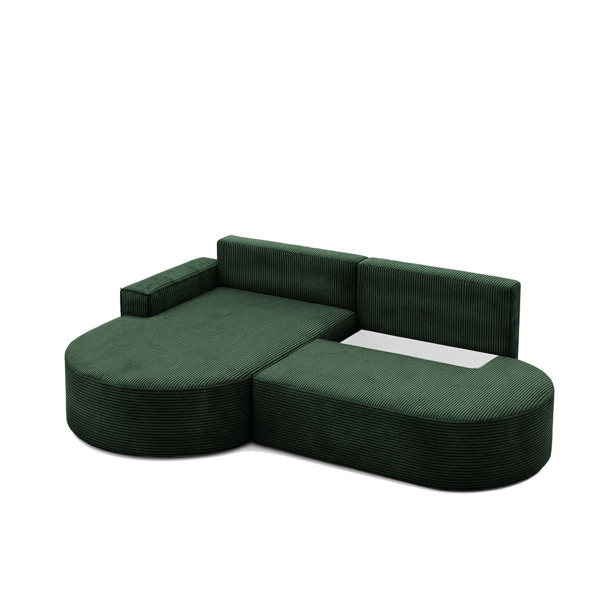 ECKSOFA Venedig Mit Schlaffunktion - Grün, Holzwerkstoff/Textil (278/179cm) - Fun Möbel