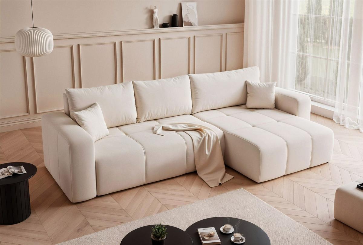 ECKSOFA Leros Xl Mit Schlaffunktion - Creme, Holzwerkstoff/Textil (145/278cm) - Fun Möbel