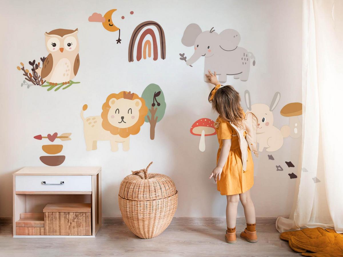 WANDAUFKLEBER 60x109cm - Tierische Naturillustration - Multicolor, Kunststoff (60/109/0.1cm) - Wallfluent
