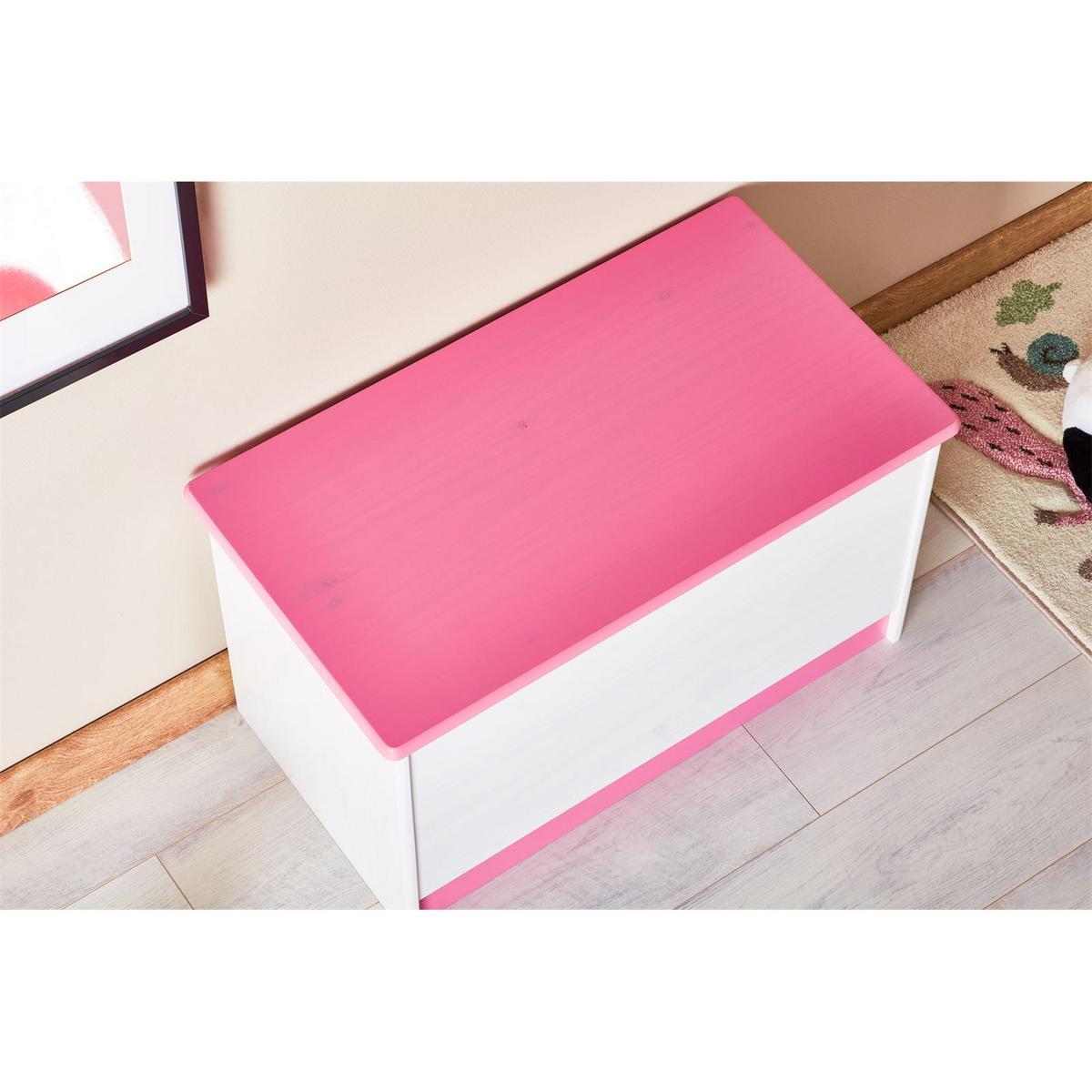 SPIELZEUGTRUHE HANNAH weiß/rosa - Weiß/Rosa, Holz (73/45/40cm) - IDIMEX