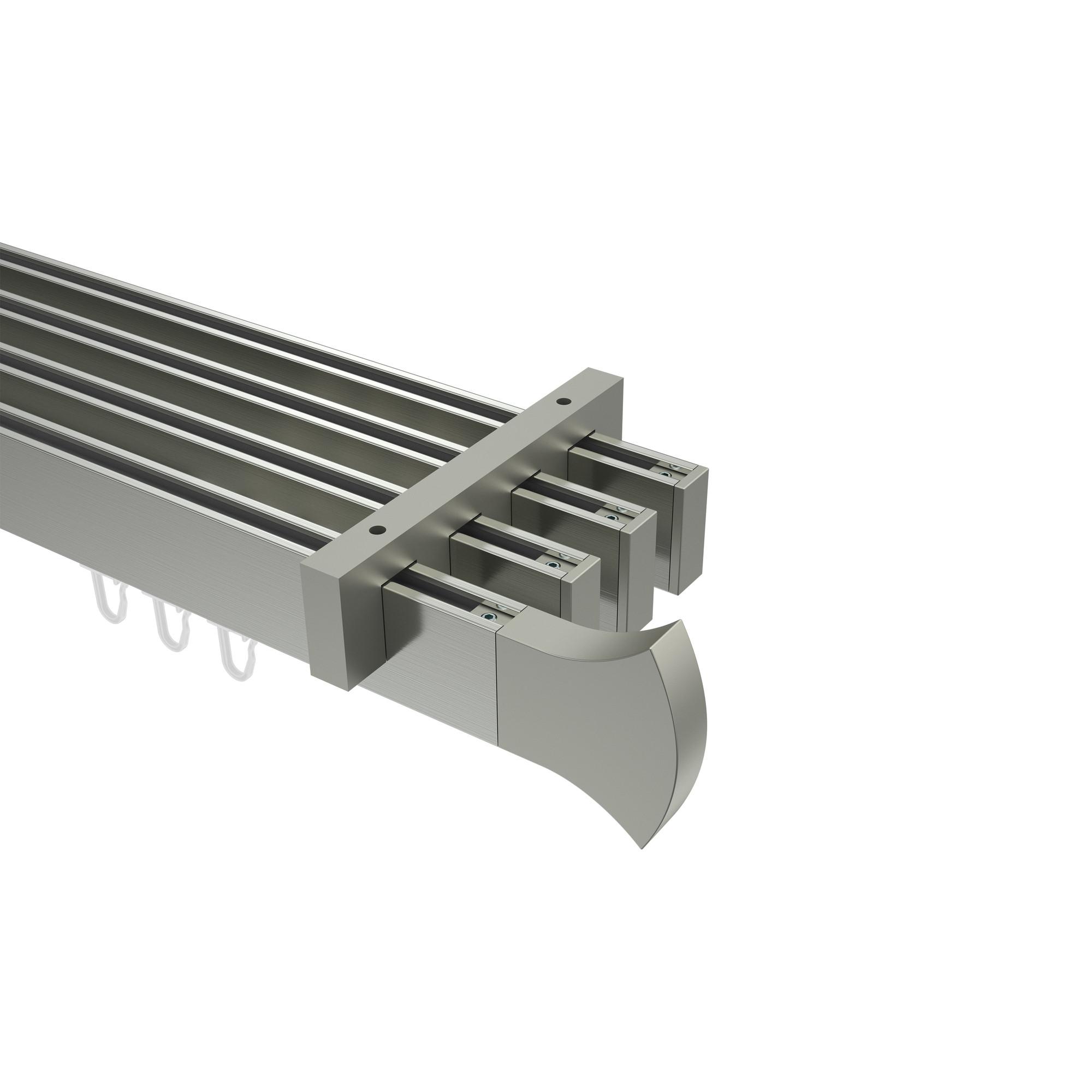 GARDINENSTANGE INNENLAUF Smartline Conex 360 cm (geteilt in 2 x 180 cm), 4-läufig, 14x35 mm Edelstahl-Optik - Edelstahlfarben, Metall (360cm) - INTERDECO