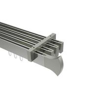 GARDINENSTANGE INNENLAUF Smartline Conex 360 cm (geteilt in 2 x 180 cm), 4-läufig, 14x35 mm Edelstahl-Optik - Edelstahlfarben, Metall (360cm) - INTERDECO