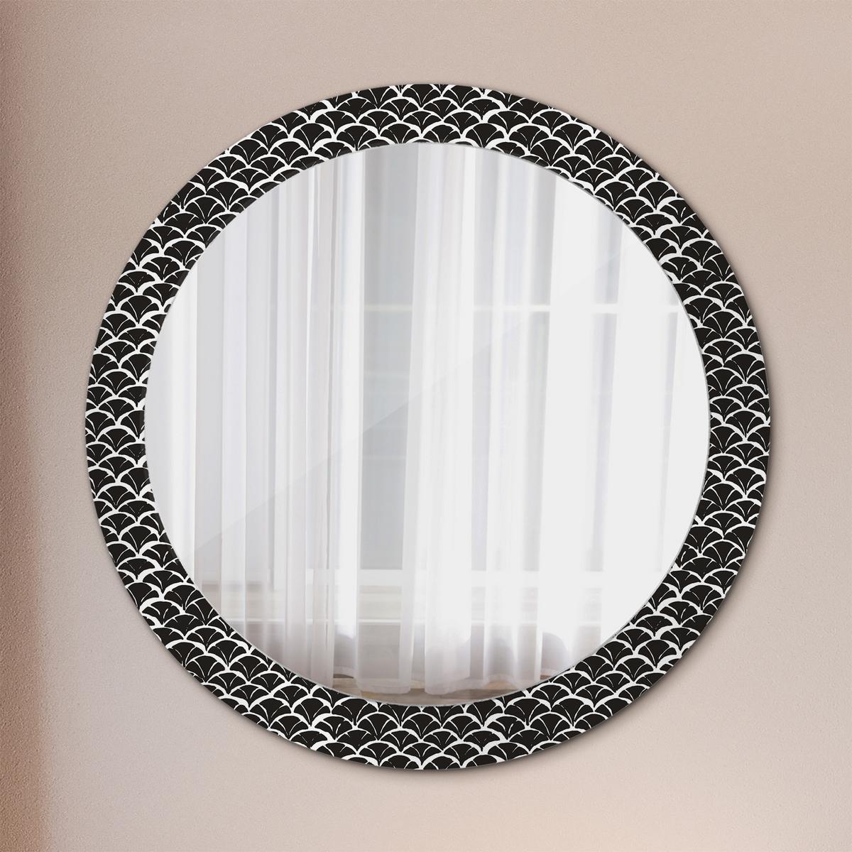 SPIEGEL Rund Ø 80 cm mit Aufdruck - Schwarz, Glas (80/80/0.4cm) - Wallfluent