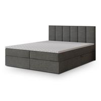 BOXBETT MERIL 200x200 cm mit Matratze und Topper, H2+H3 - Dunkelgrau - Dunkelgrau, Holz (200/200cm) - MASSENO