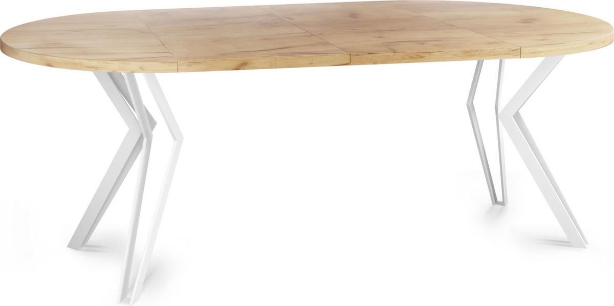 ESSTISCH Austin runder ausziehbarer, Craft Eiche 120-200/100/76 cm - Eiche Wotan/Weiß, Holzwerkstoff/Metall (120/200/76cm) - WFL GROUP