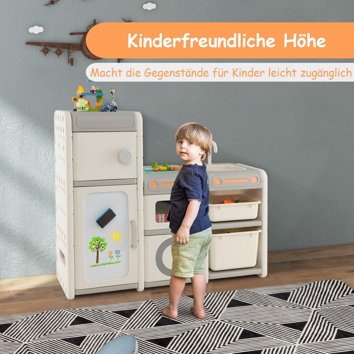 SPIELZEUGSCHRANK Für Kinder Beige - Beige, Kunststoff (116/98/38cm) - COSTWAY