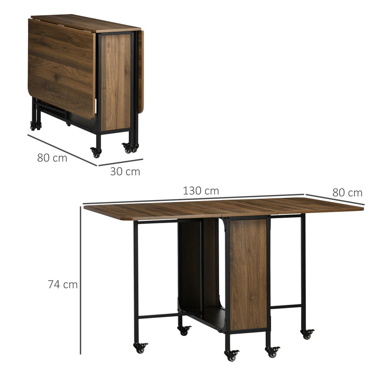 ESSTISCH klappbar, Mobiler Klapptisch für 6 Personen, mit Ablage Braun - Schwarz/Braun, Kunststoff/Metall (130/80/74cm) - HOMCOM