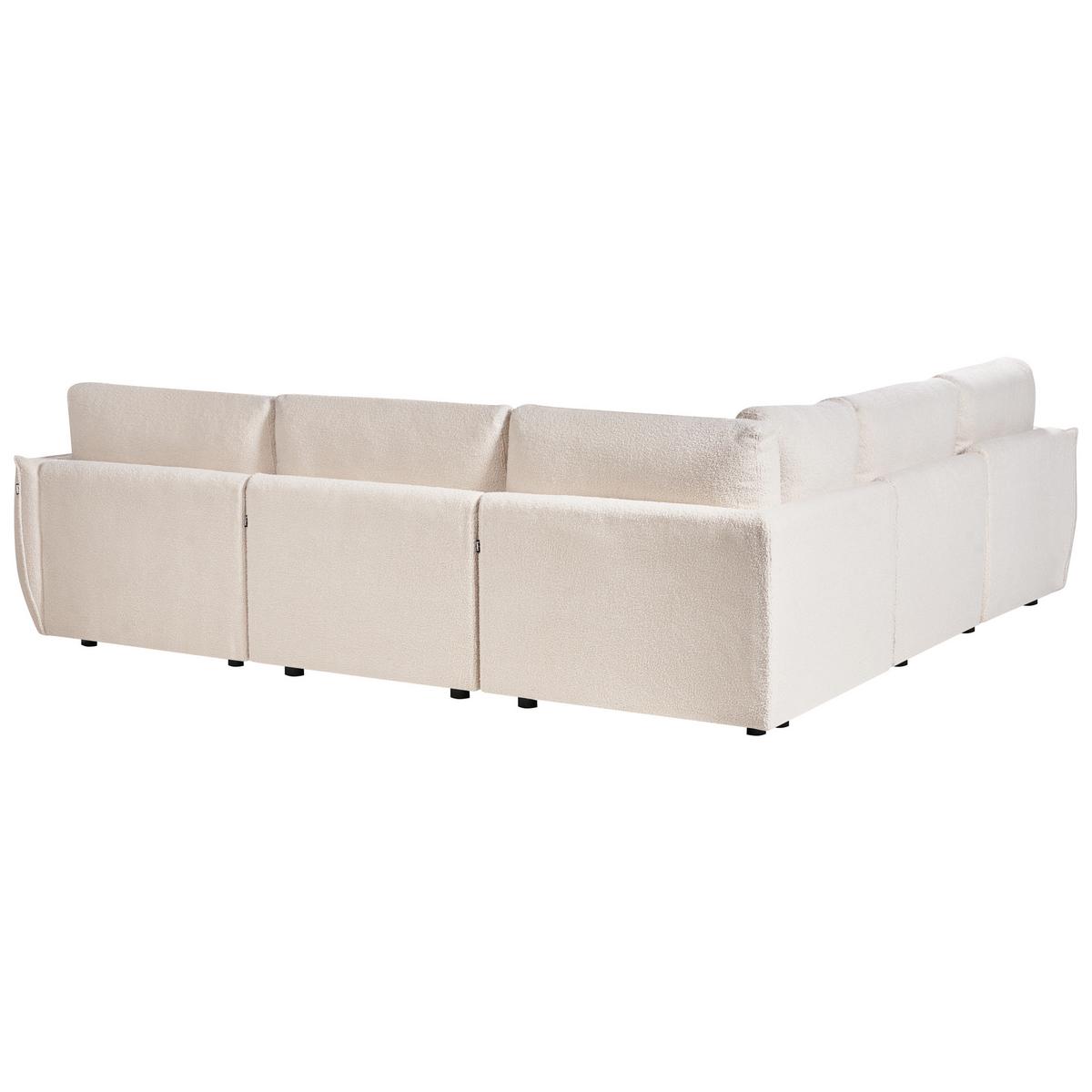 ECKSOFA Modul 5-Sitzer Bouclé Cremeweiß linksseitig Mesnali - Creme, Textil (268/268cm) - Beliani