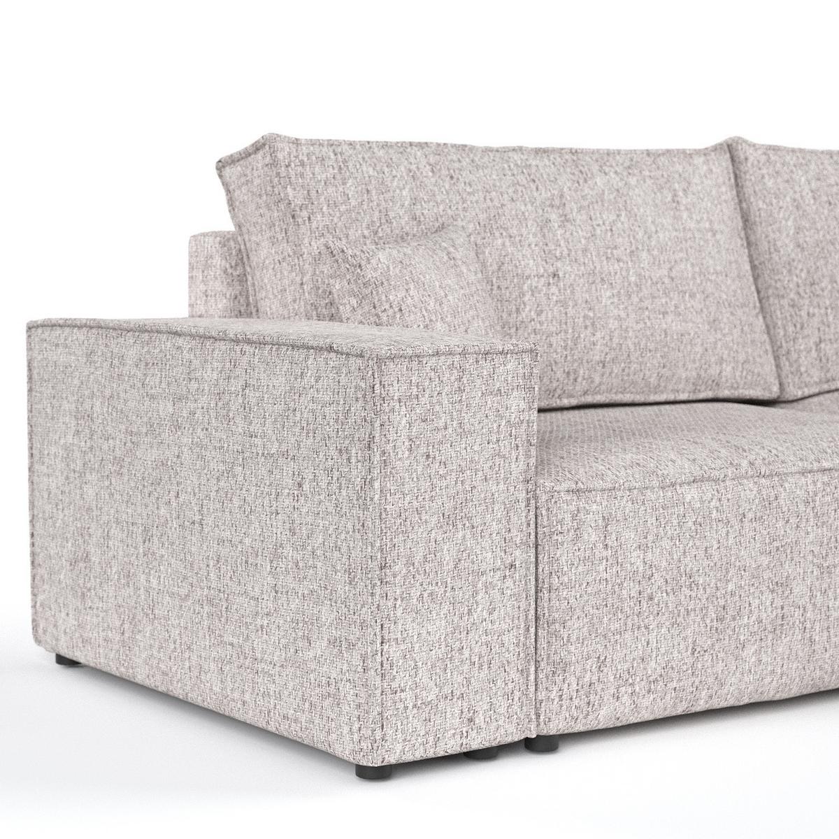 ECKSOFA AVION mit Schlaffunktion Beige im Neve Stoff - Beige/Schwarz, Holz/Holzwerkstoff (253/148cm) - AltaBeds