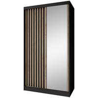 SCHWEBETÜRENSCHRANK Donatello mit 2 Türen und Schubkasteneinsatz, 120 cm, Schwarz+eiche Artisan - Schwarz/Eiche Artisan, Holzwerkstoff (120/205/60cm) - Beautysofa