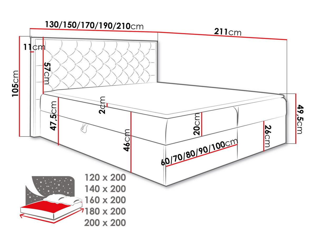 BOXBETT Wood 3 - H3 - Eiche Wotan/Grün, Holz/Textil (160/200cm) - MIRJAN24