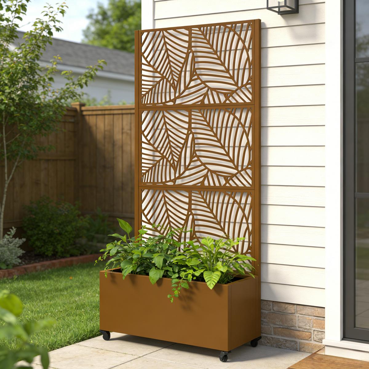 BLUMENKASTEN Surnskoki - Braun, Metall (82/190/38cm) - casa.pro
