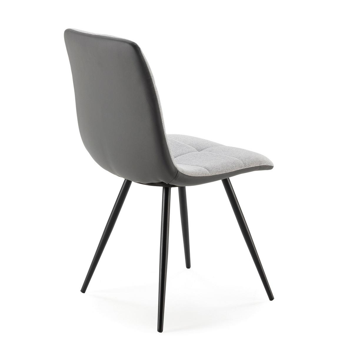 STUHL-SET 2 Prado, grauer Stoff/Kunstleder - Grau, Textil/Metall (54/85/46cm) - VS Venta-stock