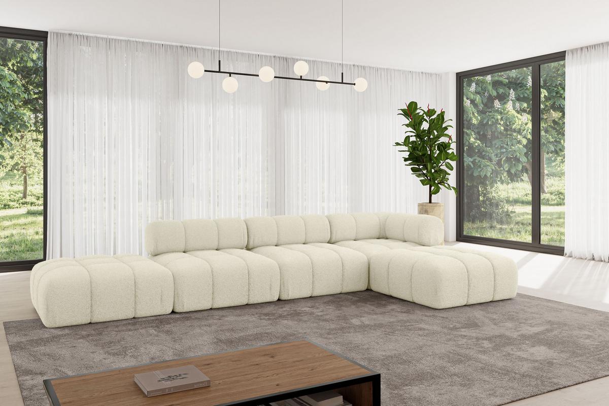 ECKSOFA modulares Sofa Kerru-L2 - 380x190x70 cm Beige Bouclé - Beige, Holzwerkstoff/Textil (380/190cm) - ALTDECOR