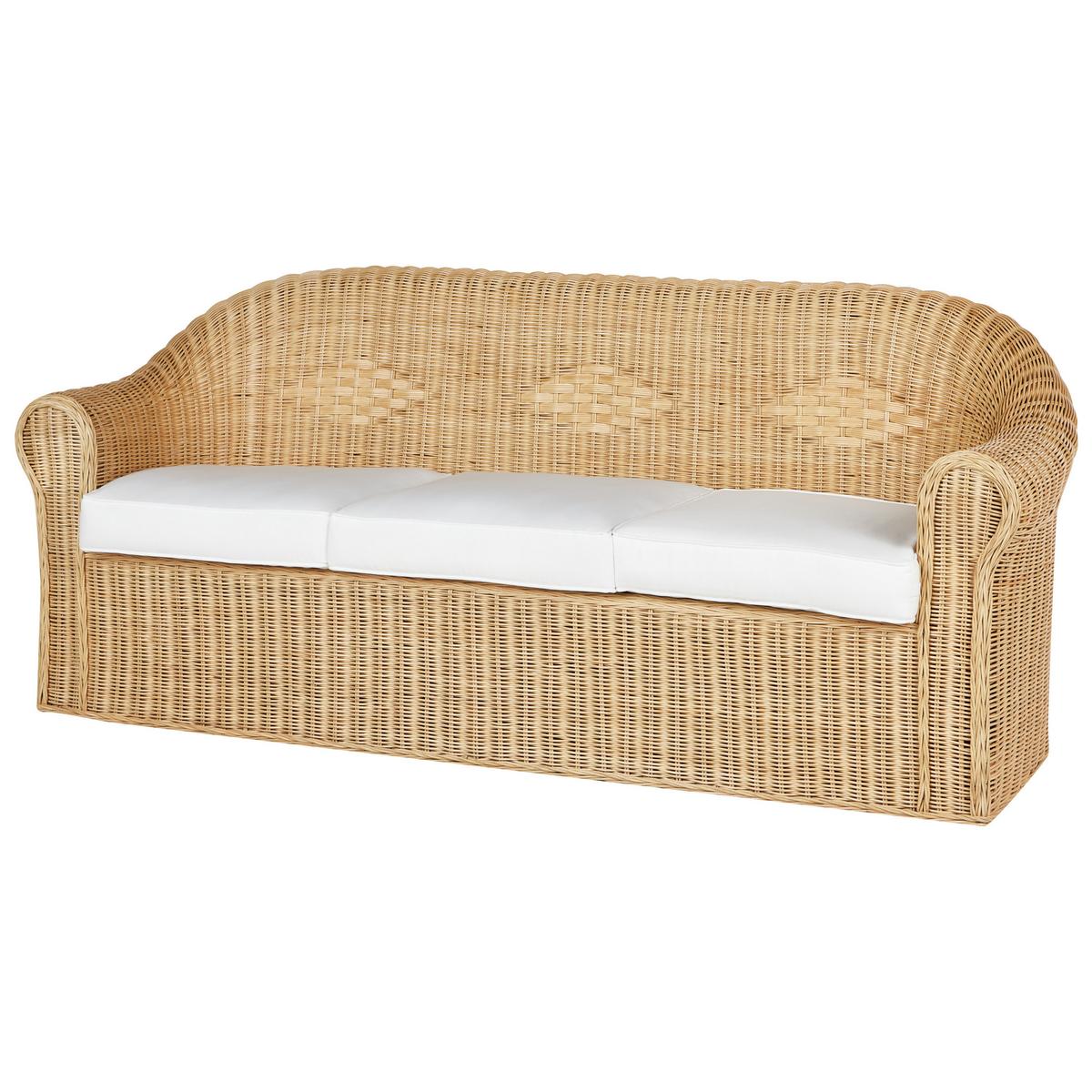 GARTENSOFA 3-Sitzer Rattan natürlich Livadeia - Naturfarben, Naturmaterialien (75/82/202cm) - Beliani