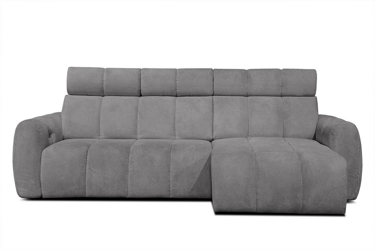 ECKSOFA KIMI 3-Sitzer, ausziehbarer Sitz, verstellbare Kopfstützen, grau - Schwarz/Grau, Holzwerkstoff/Textil (270/160cm) - Wozimo