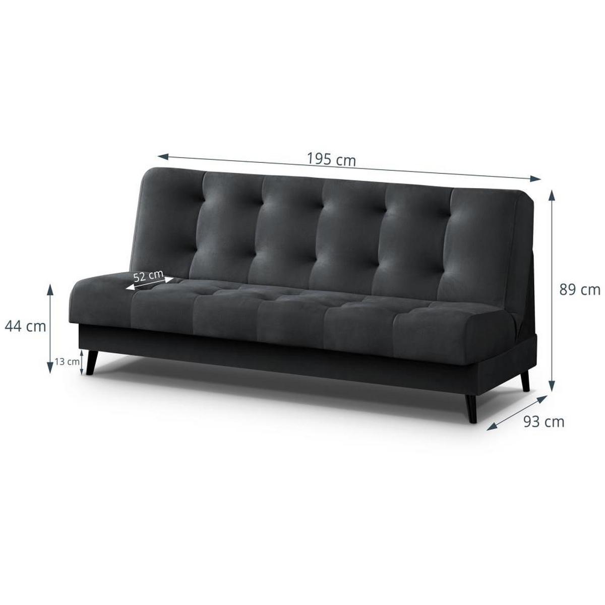 3-SITZER Schlafsofa Nancy dunkelgrau - Dunkelgrau, Holz/Textil (220/89/93cm) - Beautysofa