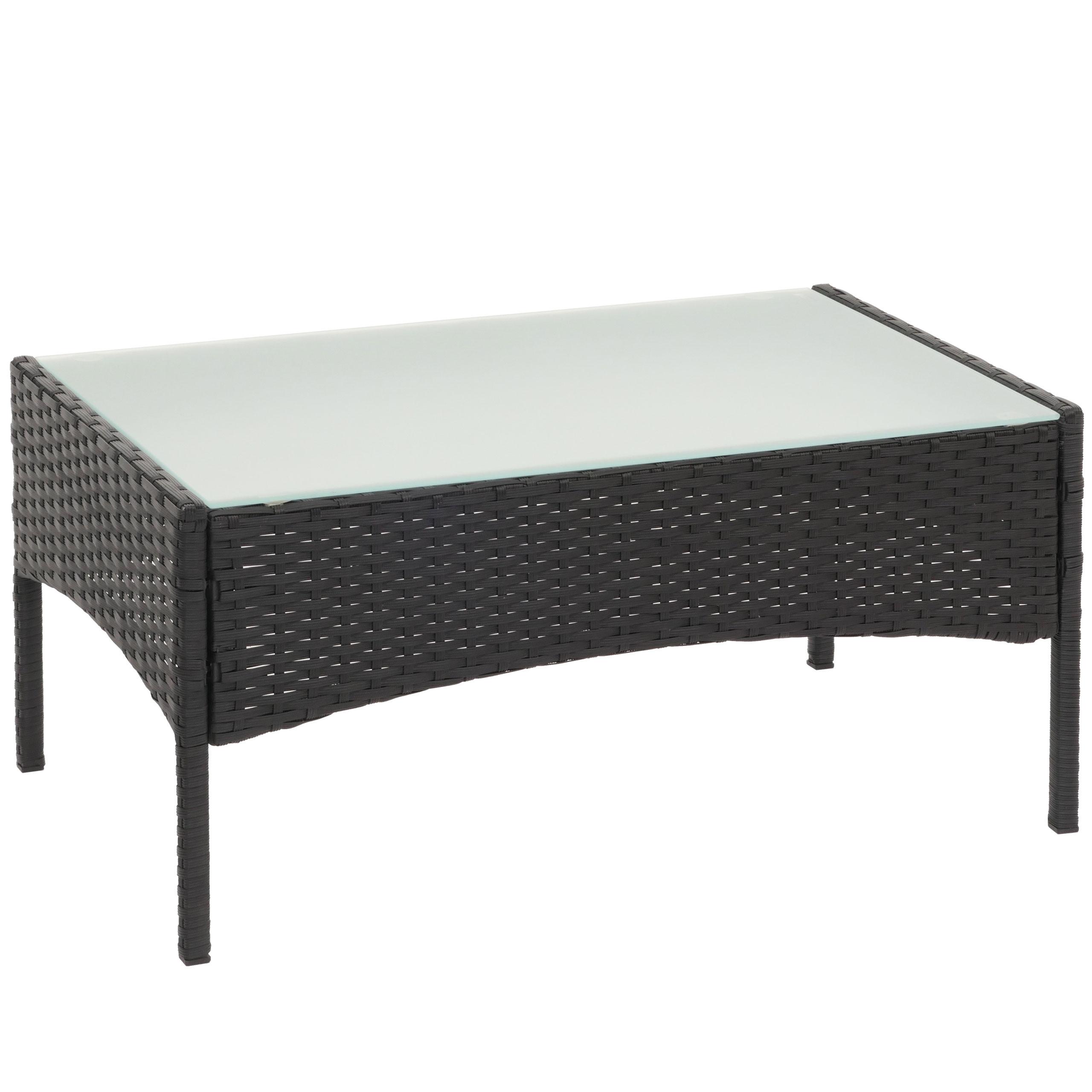 POLY-RATTAN GARTENTISCH rechteck Schwarz - Schwarz, Kunststoff (48/79/38cm) - MCW