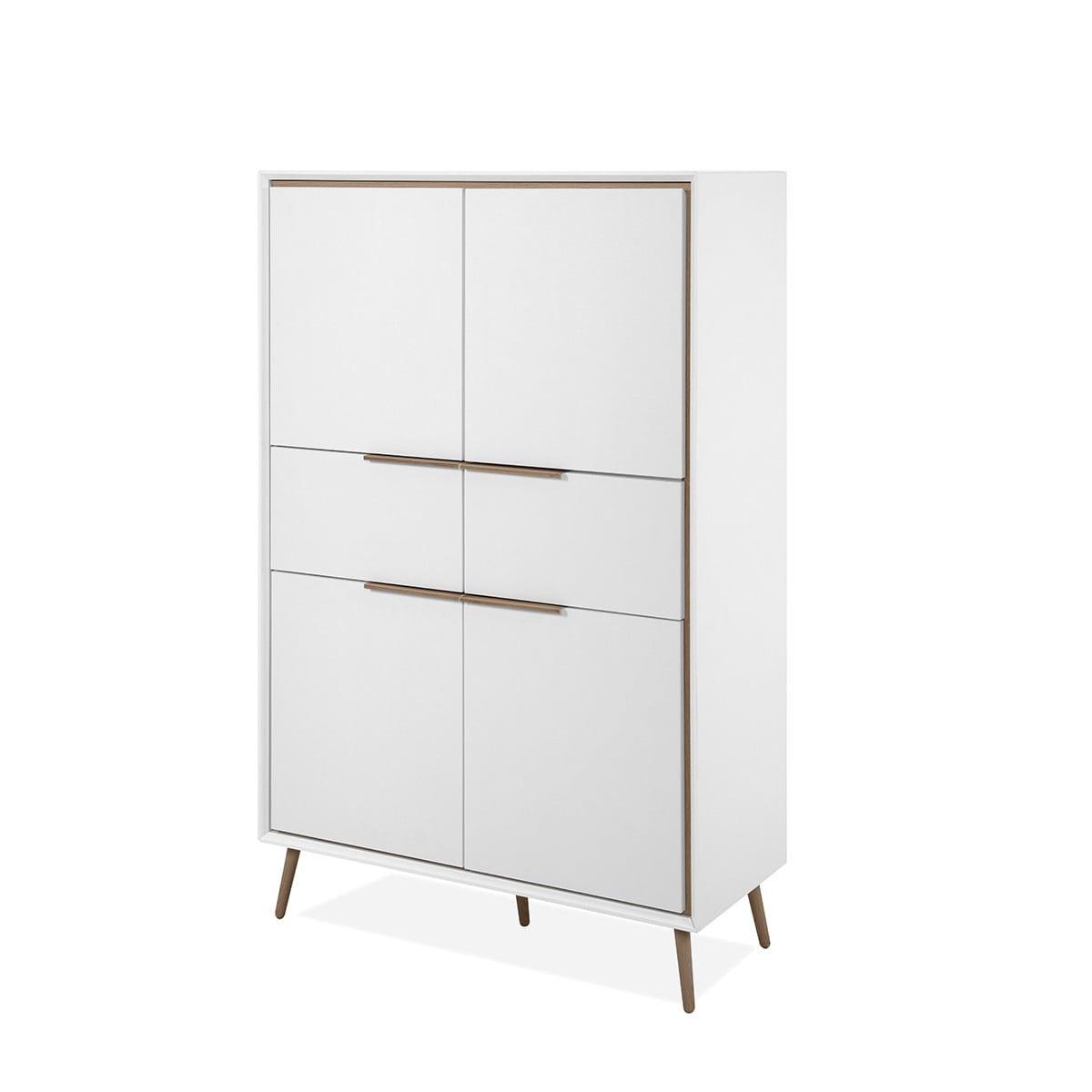 HIGHBOARD mit 4 Türen und 2 Schubladen - Arona - 90/38/140 cm - Weiß/Eiche Artisan, Holzwerkstoff (38/140/50cm) - Calicosy