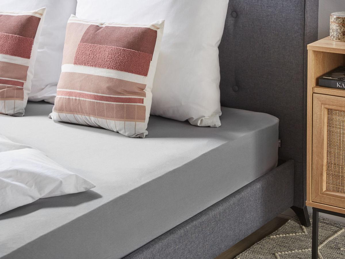 SPANNBETTLAKEN Grau 90 x 200 cm Hofuf - Grau, Textil (90/200cm) - Beliani