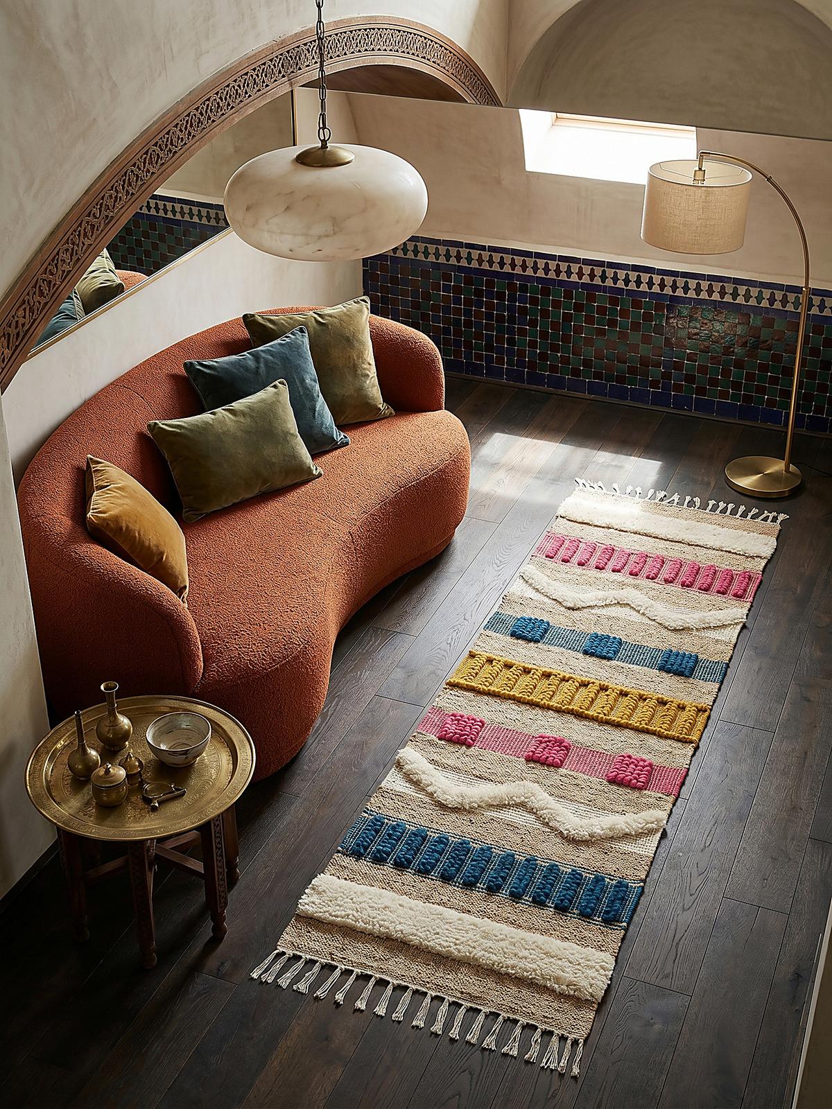 TEPPICH aus Jute handgewebt WHARFE in Bunt, geometrisch, 60 x 230 cm - Multicolor, Textil (230/60cm) - KADIMA DESIGN