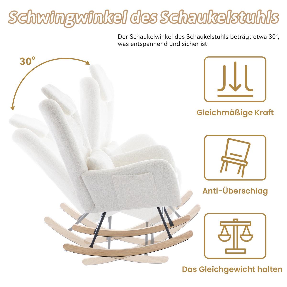 SCHAUKELSTUHL Weiß 73/92/102 cm - Weiß, Holzwerkstoff/Textil (73/102/92cm) - Urban Meuble